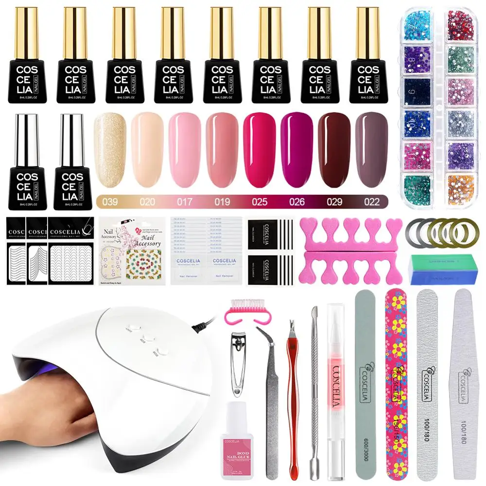 Full Manicure Set With Lamp 36W Gel Nail Polish Tools For 8pcs All Art | Красота и здоровье