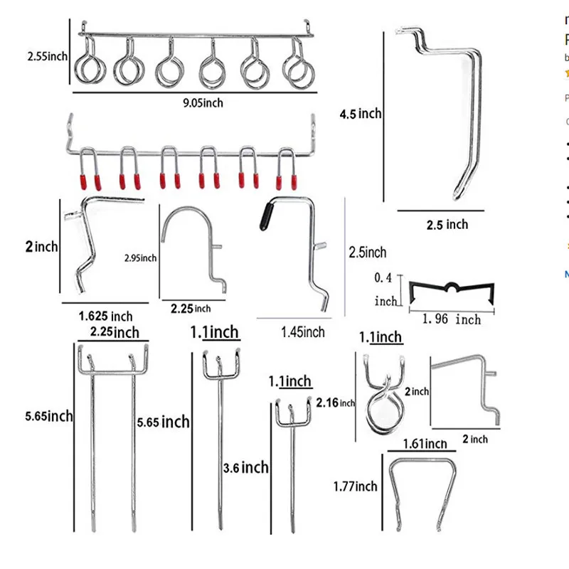 Набор крючков для полки с отверстием, крючков для доски, набор для организации Hange, набор для хранения на рынке, подвесные инструменты-карабины, серебро