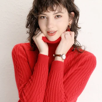 

Autumn Winter sweater women high collar knitted cashmere sweater 2019 new twist pattern bottoming warm pullover