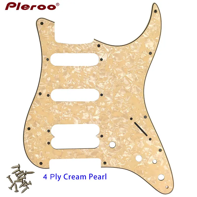 

Pleroo Guitar Parts - For US 11 Screw Hole Standard Start Player Humbucker Hss Guitar pickguard Scratch Plate,4Ply cream pearl