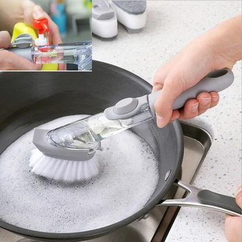 

Kitchen Cleaning Brush Automatic Liquid Addition Brush Pot Artifact Non-Stick Oil Wash Pot Brush Kitchen Cleaning Brush Long H