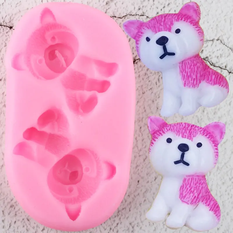 3D Cute Dogs Husky Silicone Molds Soap Resin Clay Mold DIY Party Fondant Cake Decorating Tools Candy Chocolate Gumpaste Moulds