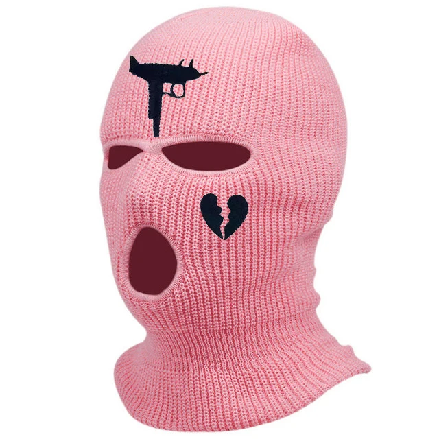 3 Hole Heart Ski Mask Balaclava with Fashionable Design Thermal Knitted Ski Mask for Men and Women for Outdoor Sports mens skully Skullies & Beanies