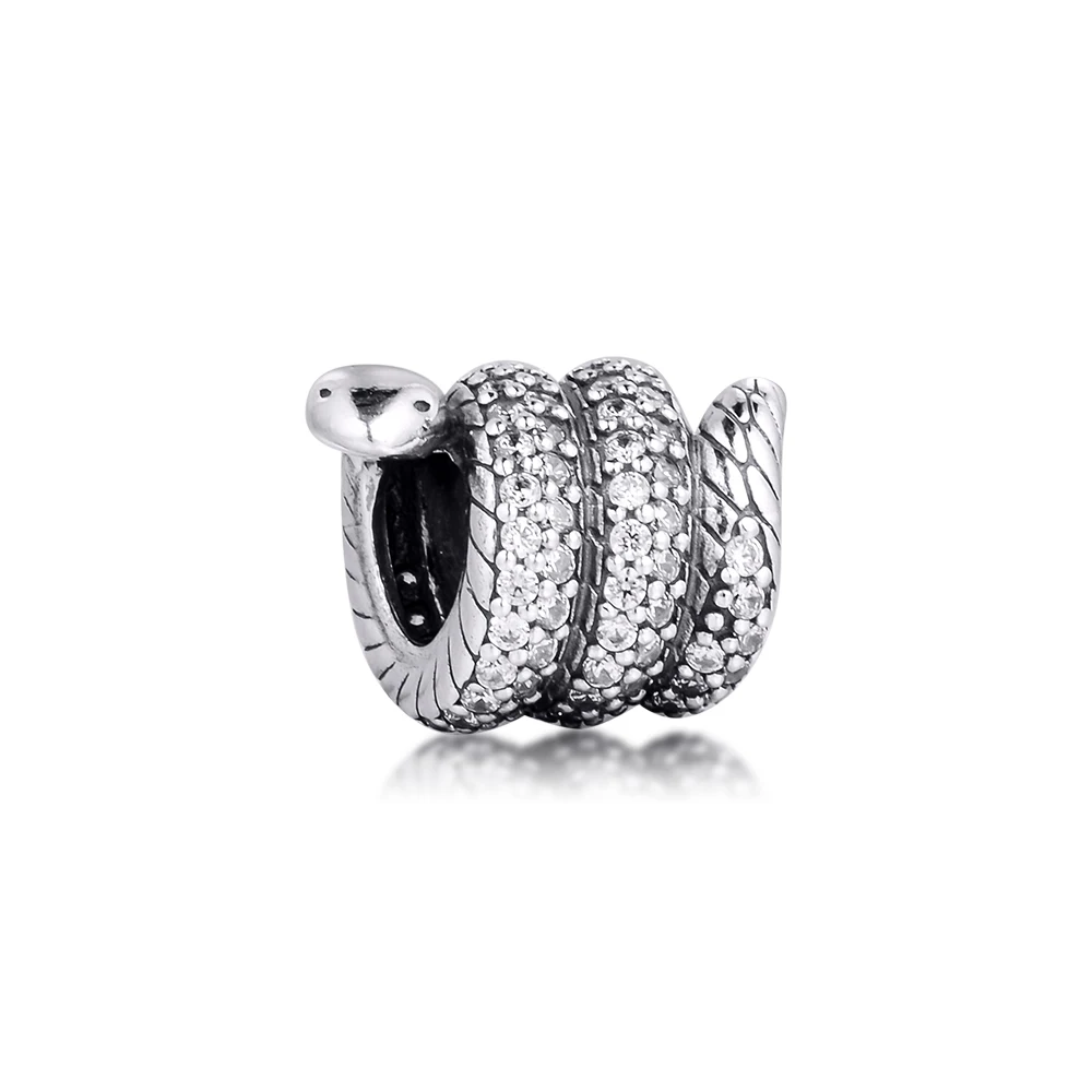Sparkling Wrapped Snake Charm New 2020 Fashion Female Hot Sale Charm Silver 925 Beads for Women Bracelets  Jewellry Making