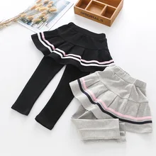 Осенняя детская одежда; стиль; рубашка в Корейском стиле для девочек; юбка-брюки в школьном стиле; детские брюки из чистого хлопка