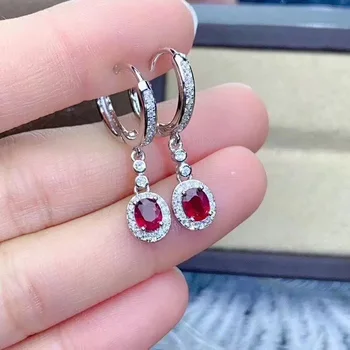 

Natural Real Ruby Earring Real 925 Silver sterling Fine Charm Jewelry for Women Wedding Party Earring