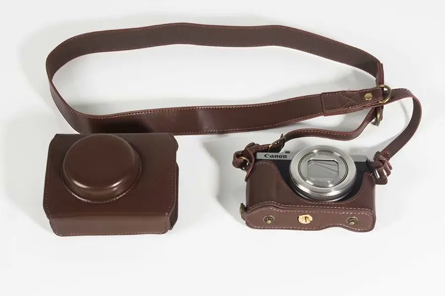 Роскошный PU кожаный чехол для камеры Сумка для Canon Powershot G7X III G7X Mark 3 чехол с ремешком открытый дизайн батареи
