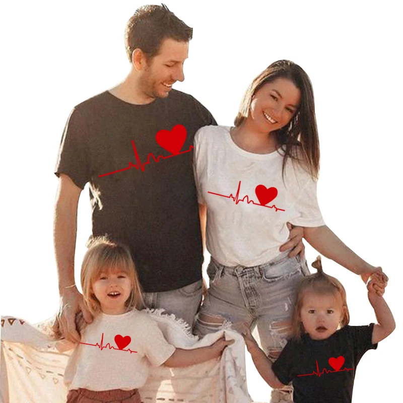 Tshirt mother kids daughter family look summer cotton family matching outfits mon dad and baby love me family matching clothes