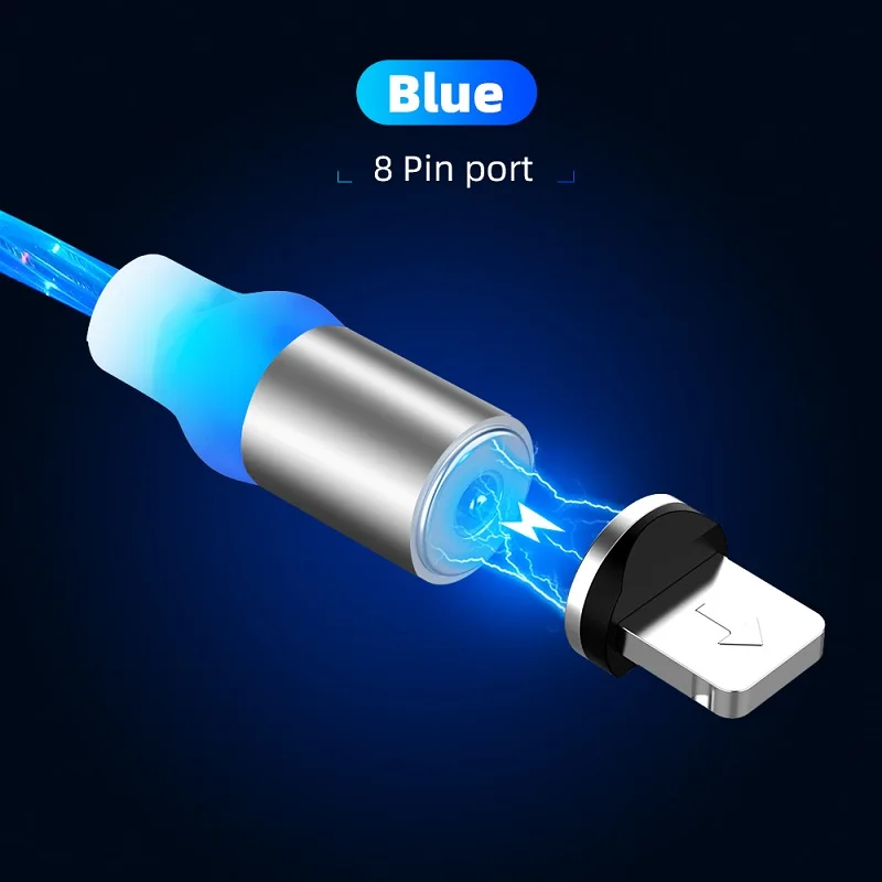 USB Магнитный кабель плавный Свет USB C зарядный Шнур для iPhone X Сияющий кабель type C Micro usb-концентратор, 4 порта для huawei type-C зарядное устройство - Цвет: BL-For iphone