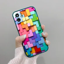  For iPhone 13 Pro Max 2021 For Apple iPhone 11 12 Pro Max 6s 7 8 Plus XR XS SE 2020 Case 3D Colorful Block Cover 