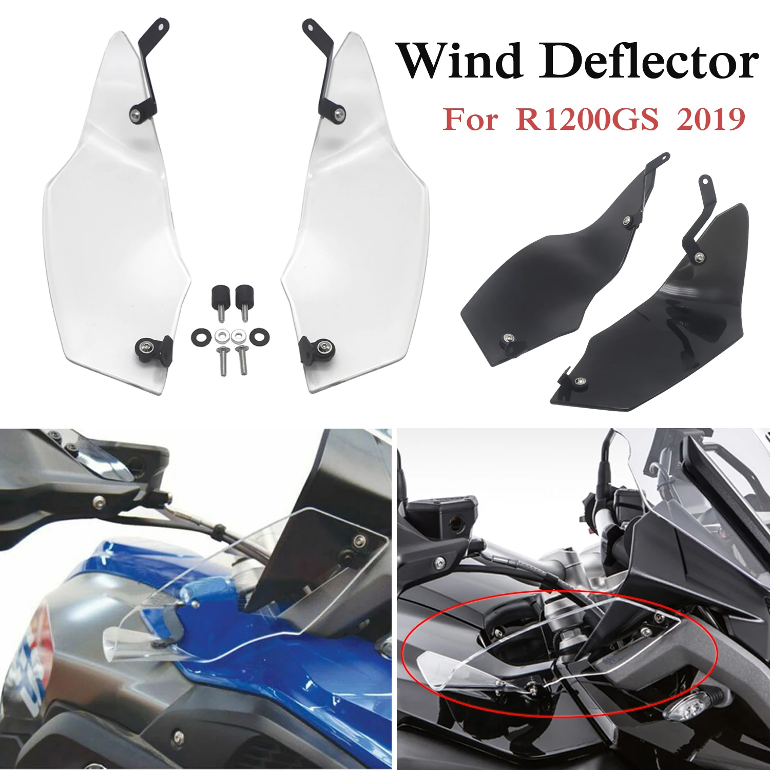 

Clear or Grey Windshield Windscreen Wind Deflector Screen For BMW R1200GS/ Rally 2018 or R1200GS / HP/ Rallye / Exclusive 2019