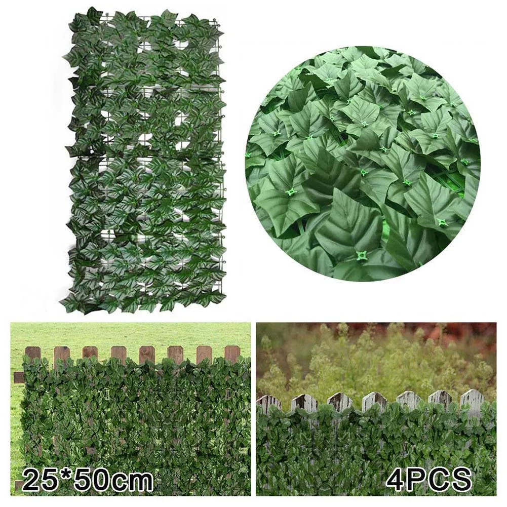 4PCS Artificial Hedge Panels Garden Fence Wall Landscaping Privacy Screen Mesh Trellis Home Outdoor Decor 25*50CM
