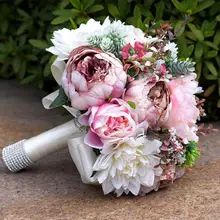Европейский стиль, пион, цветы для невесты, искусственный, созданный вручную, букет невесты на открытом воздухе, свадебные цветы, аксессуары, ювелирные изделия