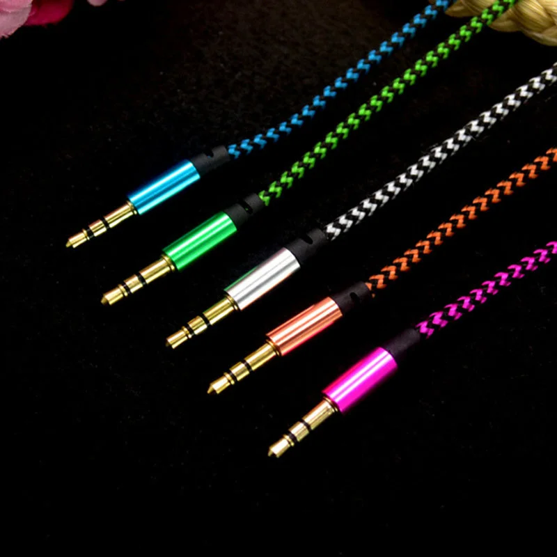 

1m Nylon Aux Cable 3.5mm Male to Male Jack Auto Car Audio Cable For lada Vesta Priora Priora Kalina X-Ray XRay Largus