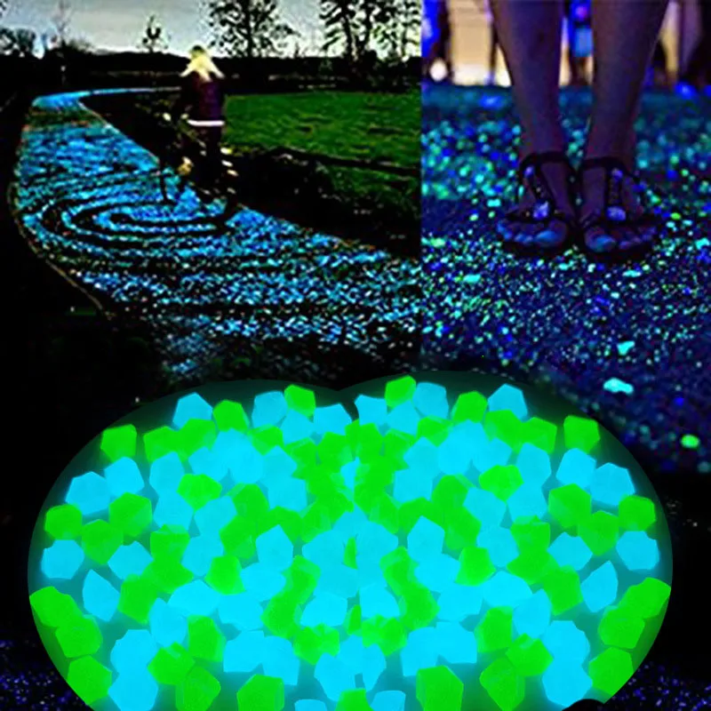 20/50/80Pcs Glow Stones Garden Pebbles Luminous Pebbles Stones Rocks Ornaments Outdoor Fish Tank Rocks Garden Yard Decor