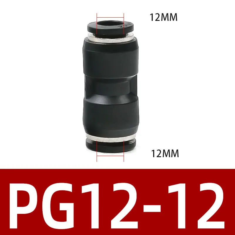 10 шт. PG 4/6/8/12 мм OD шланг трубки одно касание пуш-ап в прямые Gas/водопроводно-канализационная арматура Пластик быстроное соединение подходящий воздух пневматический - Цвет: PG12-12