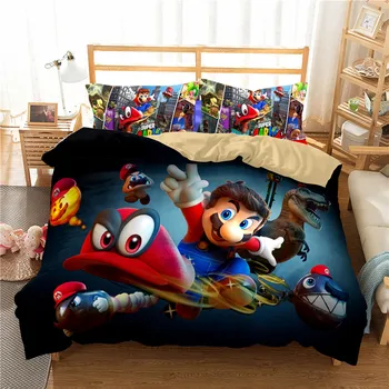 

mario Odyssey boys bedding set king queen double full twin single size bed linen set