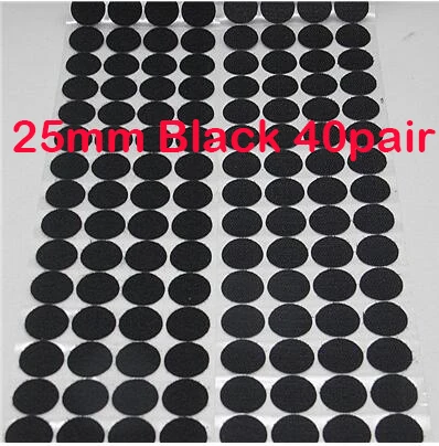 25mm black 40pair Клейкая лента на клеевой основе с крючками и петлями Стикеры сильный самоклеющиеся Точка Нейлон Водонепроницаемый дома Применение 10/15/20/25/30 мм - Цвет: 25mm black 40pair