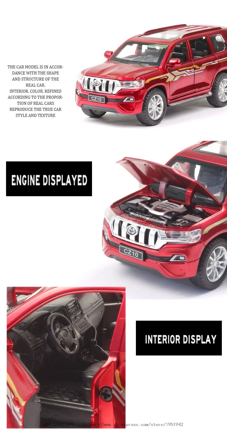 1:32 PRADO SUV Игрушечная машина металлическая игрушка Diecasts& игрушечный Транспорт модель автомобиля высокая имитация автомобиля игрушки для детей Рождественский подарок