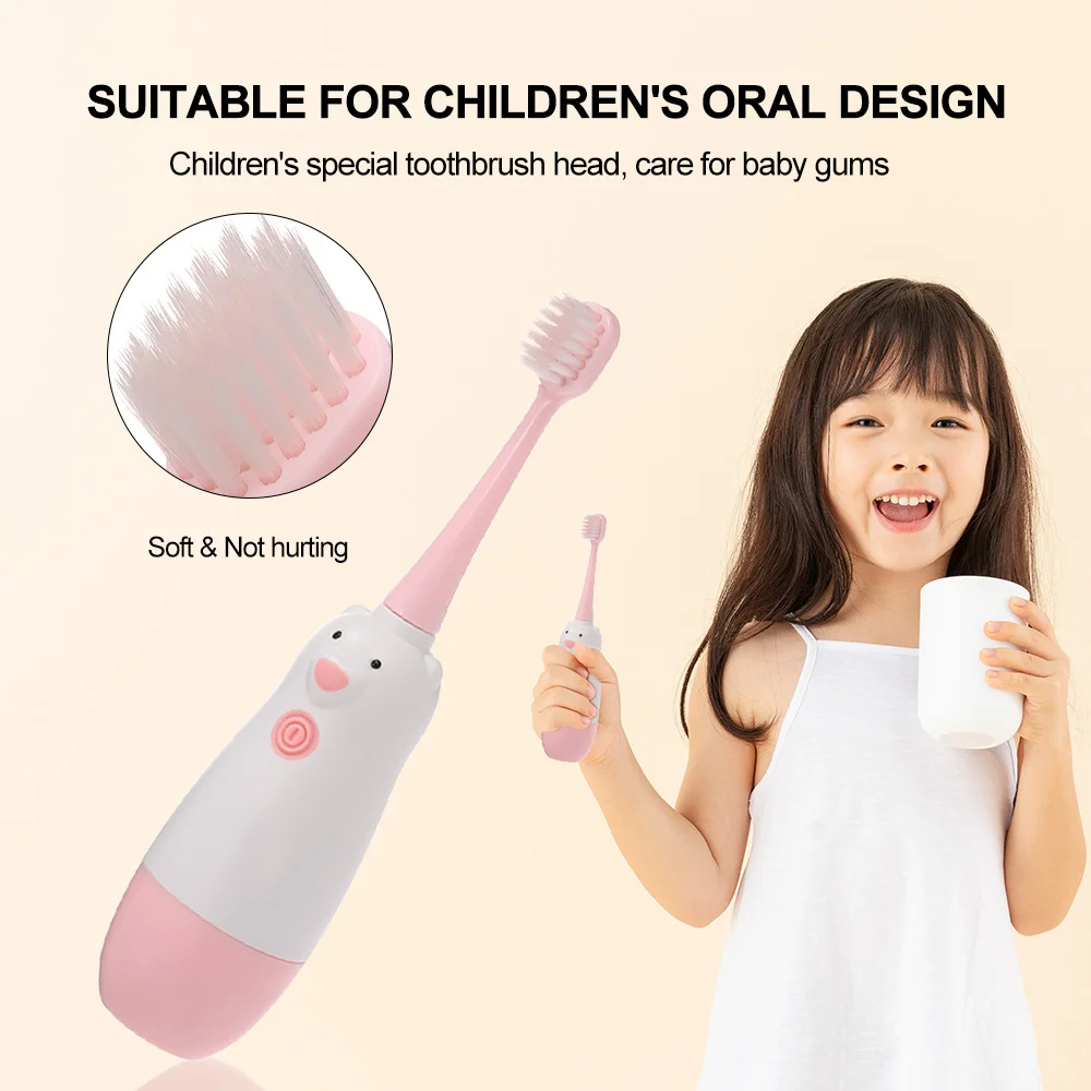 Детская зубная щетка электрическая на батарейках детская зубная щетка для детей 3-12 лет мягкие щетки головки