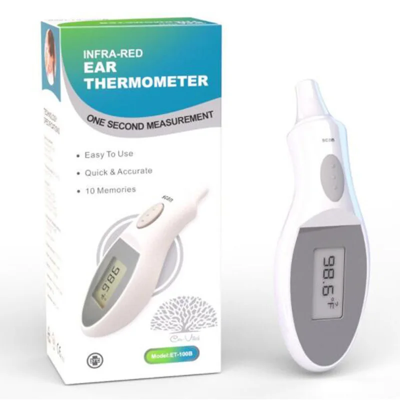 

ET-100B LCD Display Digital Clinical 10 Memories Fast Quick Accurate Ear Infrared Thermometer IR Temperature For Baby Kids Adult