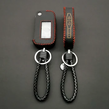 

E90 Stylish 100% Leather Key Case Cover for Starline Alarm Fold E90 E91 E60 E61 E62 Folding Car Flip Remote Control