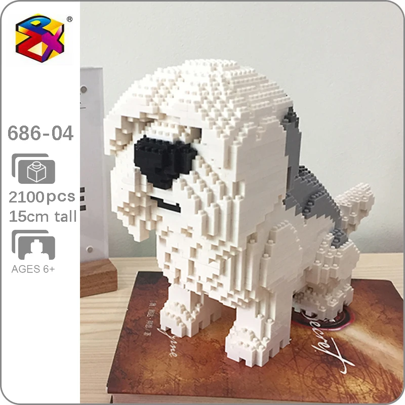 3d модель домашних животных PZX 686 04 старая английская овчина белая собака мини