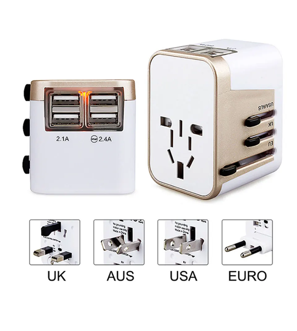 4 USB часть адаптер Универсальный адаптер вилка путешествия за рубежом для переноски по всему миру электрическая розетка Великобритания США Европа