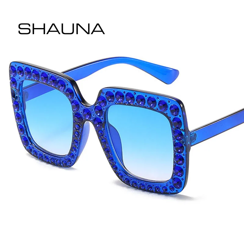 Женские очки SHAUNA Квадратные Солнцезащитные с кристаллами UV400 | Аксессуары для