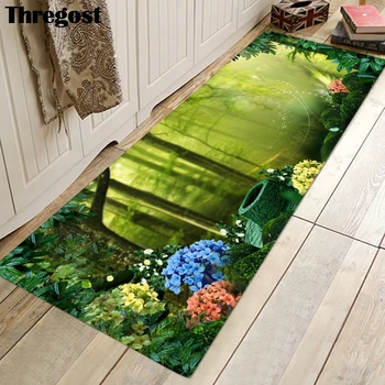 

Thregost Non Slip Carpet Green Scenic Printed Microfiber Bathroom Mat Children's Bedroom Play Rug Memory Foam Kitchen Floor Mats