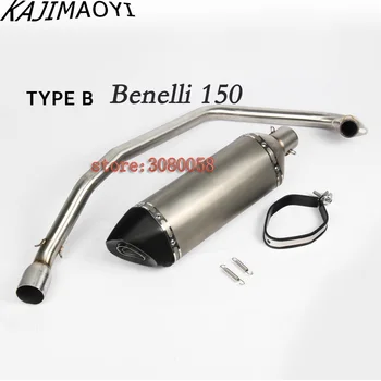 

KAJIMAOYI Motorcycle Exhaust Slip-On Full System Modified Front Middle Link Pipe Muffler With Stciker For For Benelli TNT 150