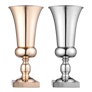 

Metal Iron Decoration Vase Large Festive Props Road Lead Desktop Center Creative Vase for Wedding Table Home Silver and Golden