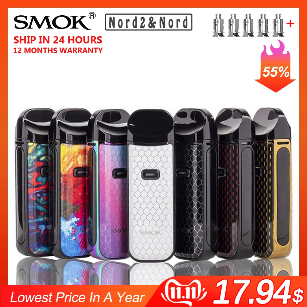 Оригинальный набор SMOK Nord 2 электронная сигарета кнопка мини вейп аккумулятор 1100