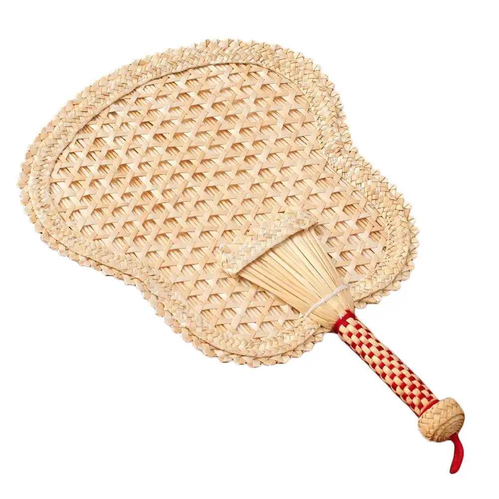 1 Pcs Pure Hand-Woven Wheat Straw Fan Old Man Summer Natural Hand Fan Environmentally Friendly Hand-Woven Fan Decoration Heart - Цвет: D