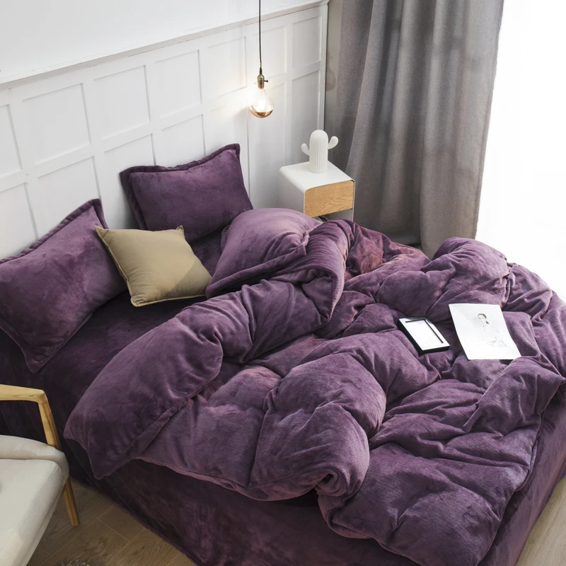 

Winter Coral Fleece Bedding a Crystal Law Levin Velvet Quilt Cover Bed Sheet Thick Fleece Flannel Three-Piece Set