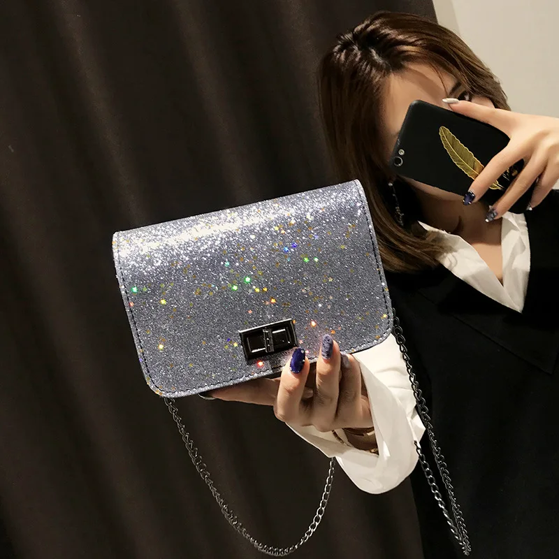 

2019 Spring And Summer New Style Sequin Bag Women's Fashion Shoulder Fashion Mini-Style Sequin Chain Small Bag Fashion