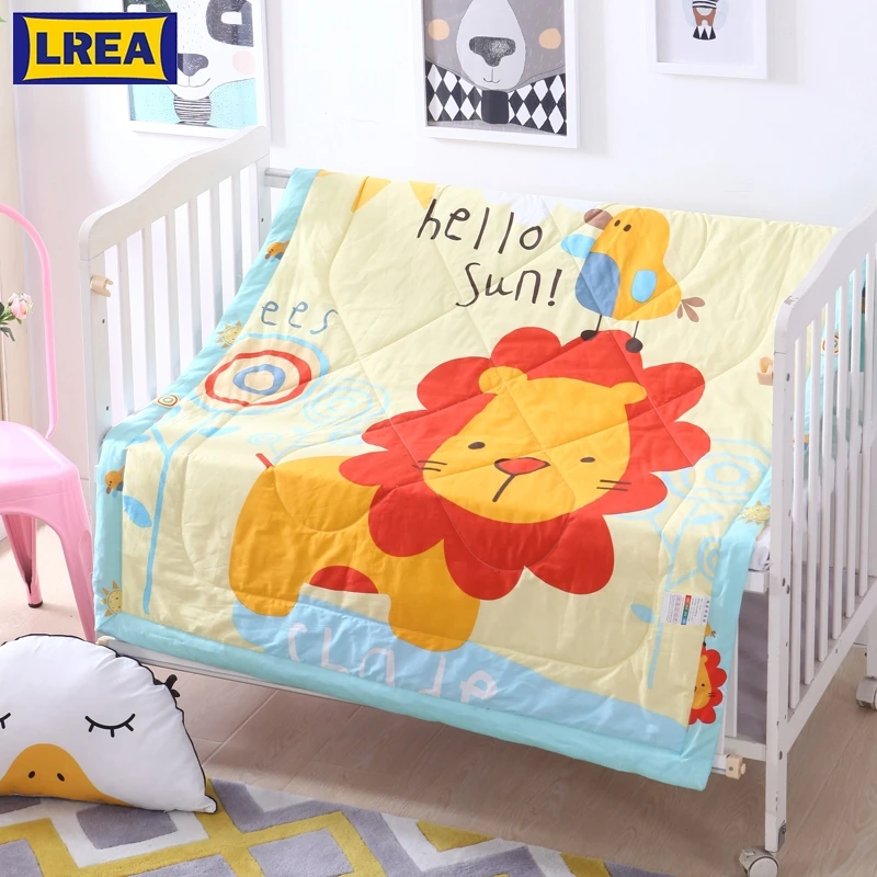 

LREA Children's summer quilt Cartoon Jungle the lion pattern 100% cotton fabric and filling comfortable and cool portable