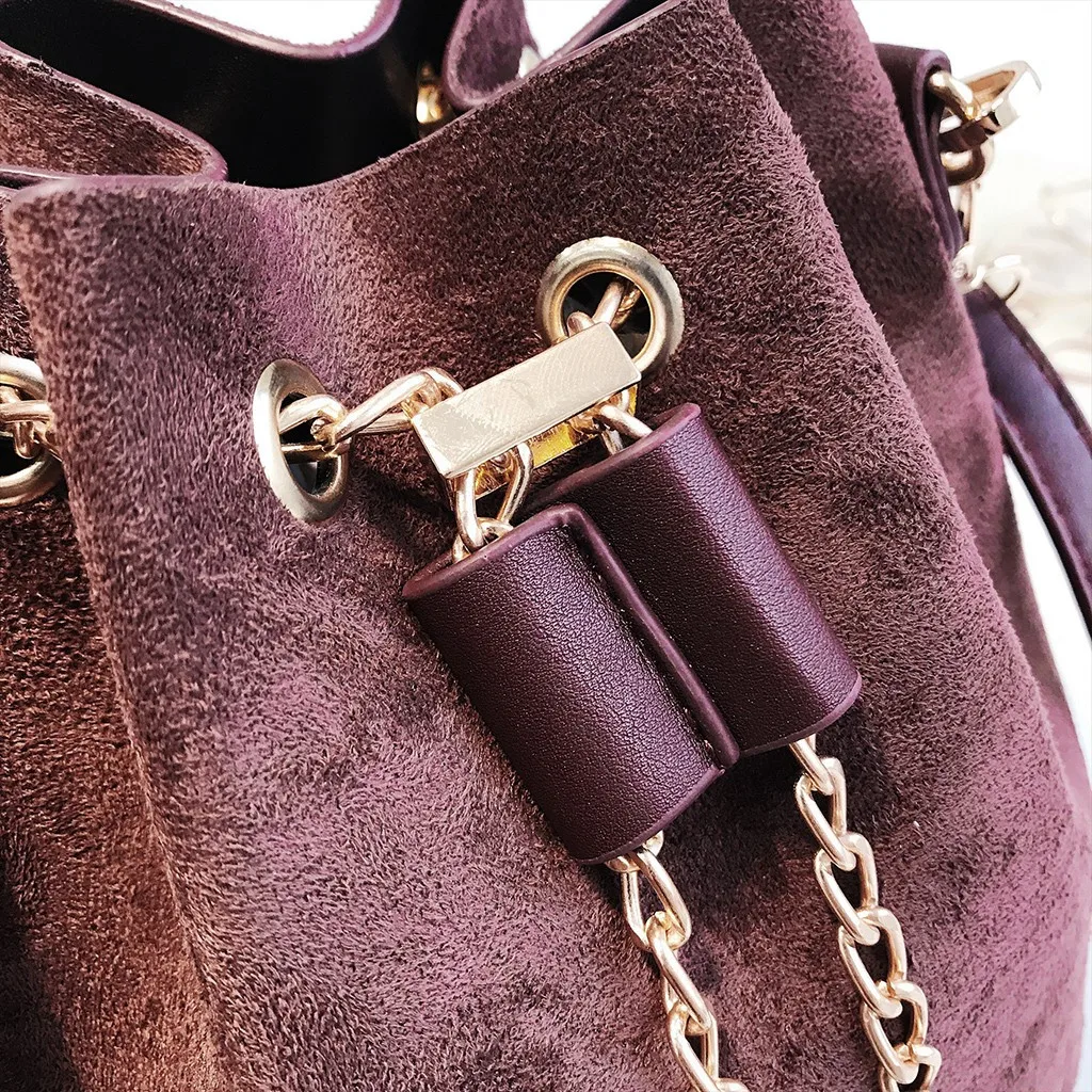 Новые мини-сумки через плечо Милая Замшевая сумка-мешок Органайзер маленькая кисточка из искусственной кожи женские сумки через плечо