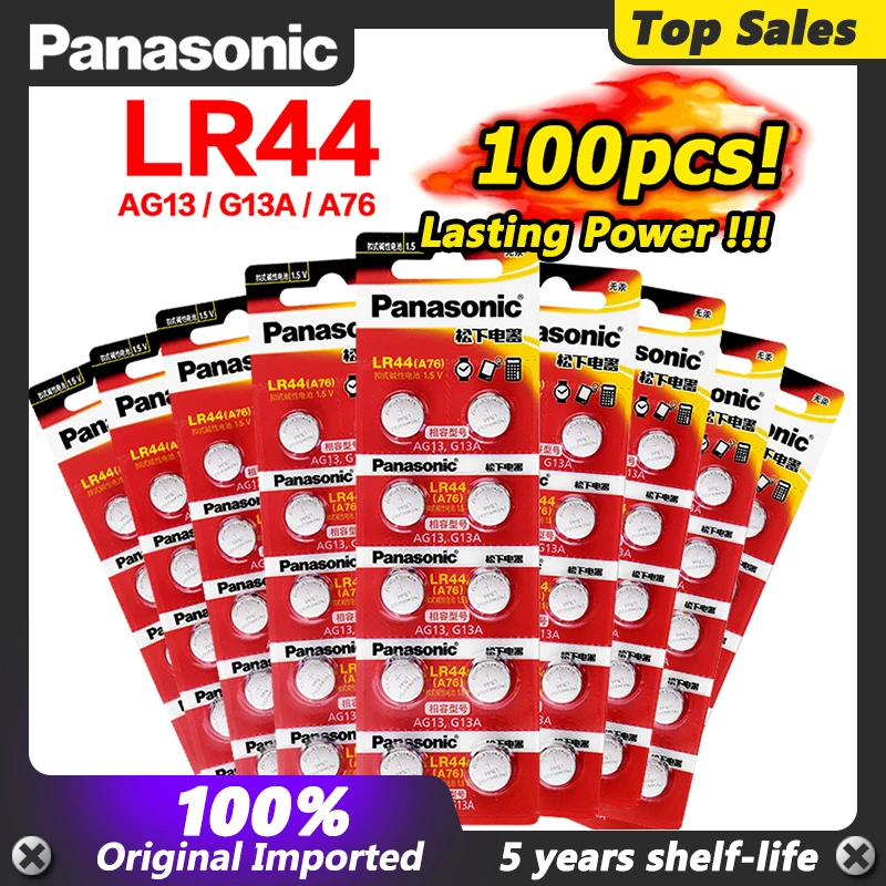 Panasonic 100 шт. 2020 Новинка AG13 LR44 LR 44 цинковая Кнопка часы батареи длительного действия