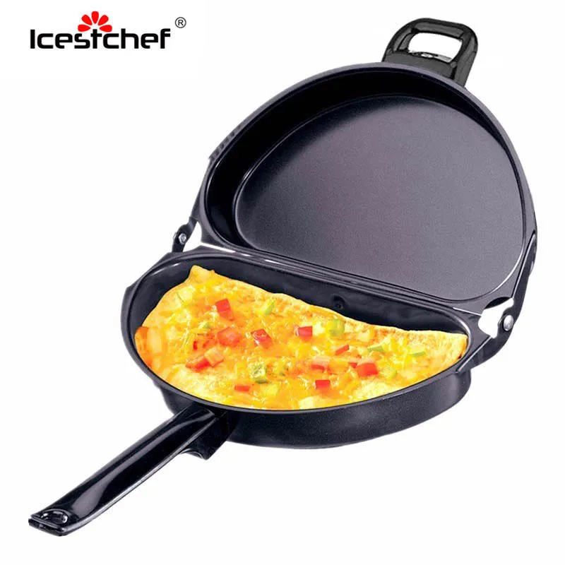 ICESTCHEF складной сковорода двухсторонняя для завтрака антипригарное покрытие