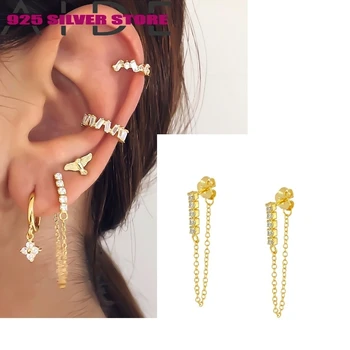 

Aide 925 sterling silver golden irregular temperament all-match ladies pendant Earrings Silver buckle Earrings For Women Men