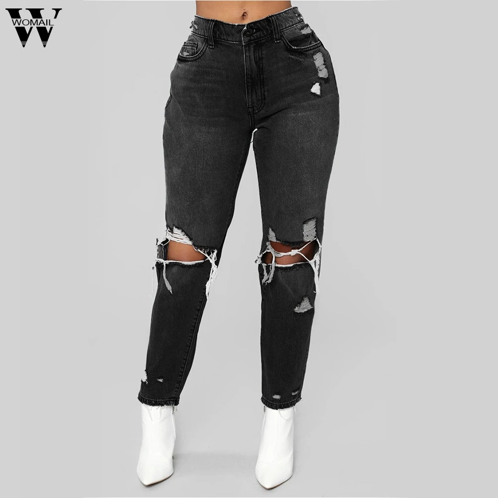ladies black denim jeans
