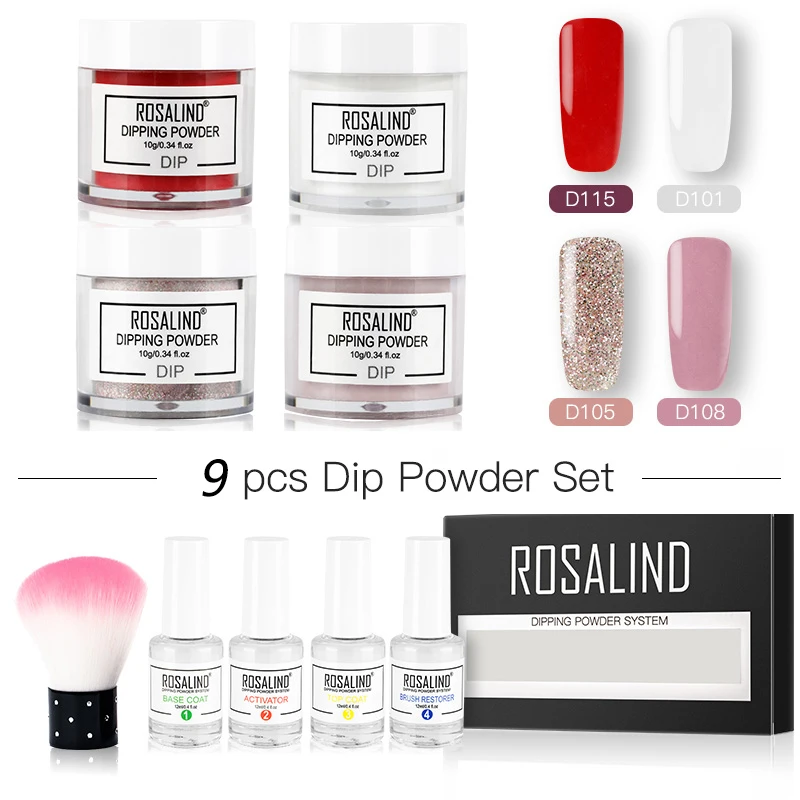 RP-5GELSTOOL-01 ROSALIND Dip порошок Набор голографические наклейки для ногтей блеск набор для украшения ногтей все для маникюра натуральный сухой без лампы - Цвет: RP-5GELSTOOL-01