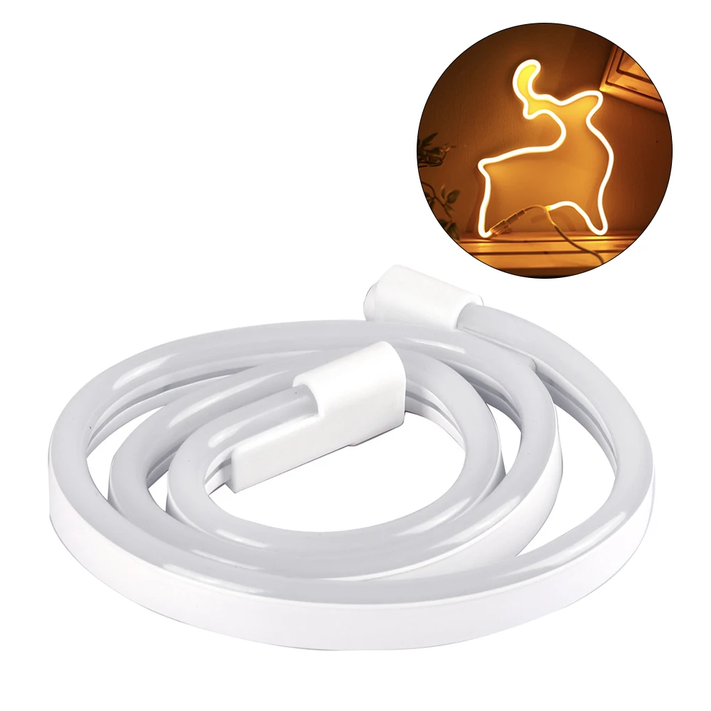 

White DIY Neon Night Light Squirrel Shape Night Light Led Decoration Small Table Lamp Birthday Gift DIY Yellow Light