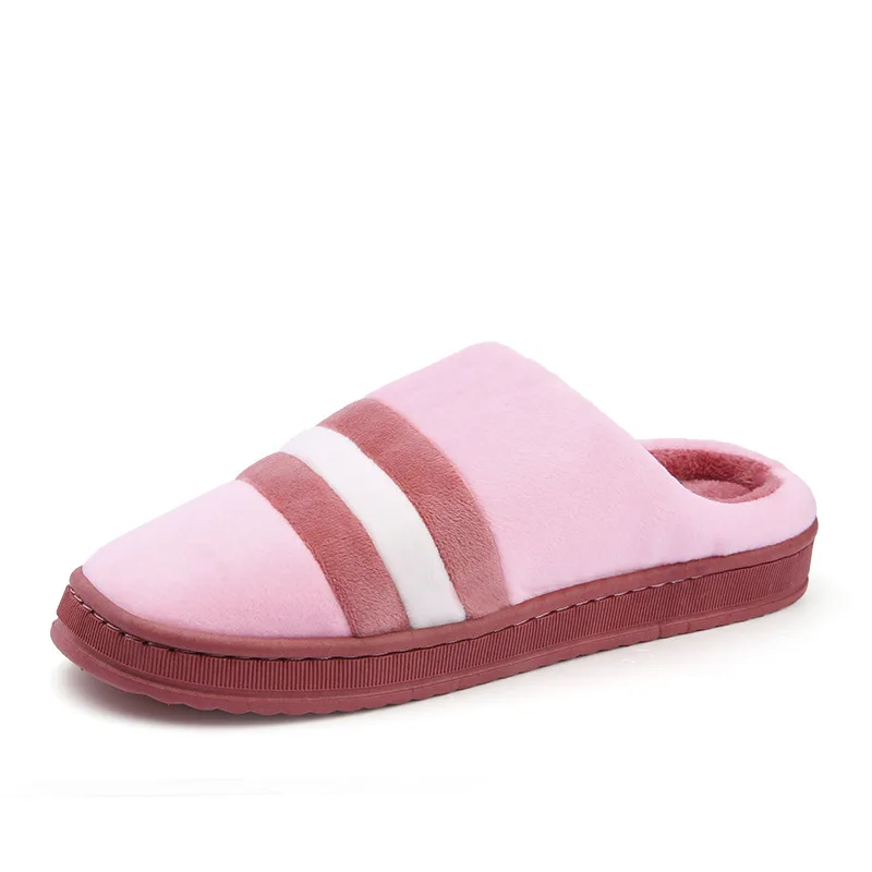 pink Хлопковые тапочки; нескользящие зимние тапочки для мужчин и женщин; удобные домашние тапочки; домашние тапочки из хлопка; плюшевые Тапочки - Цвет: pink
