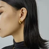 Peri'sBox  Double Decker Protruding B Hoop Earrings Small Chunky Wide Earring Hoops Statement Trendy Unusual Earrings For Women ► Photo 2/6