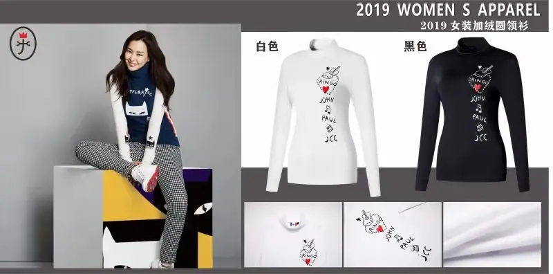 Q2019 Женская бархатная тонкая рубашка с круглым вырезом, Спортивная футболка с длинными рукавами для гольфа, 3 цвета, одежда для гольфа, S-XXL на выбор