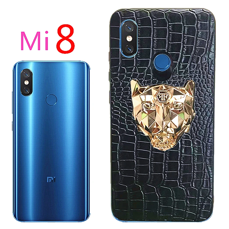 Роскошный чехол для телефона Mi8 с тигром Xiaomi 8 Mi мягкий кожаный золотым логотипом