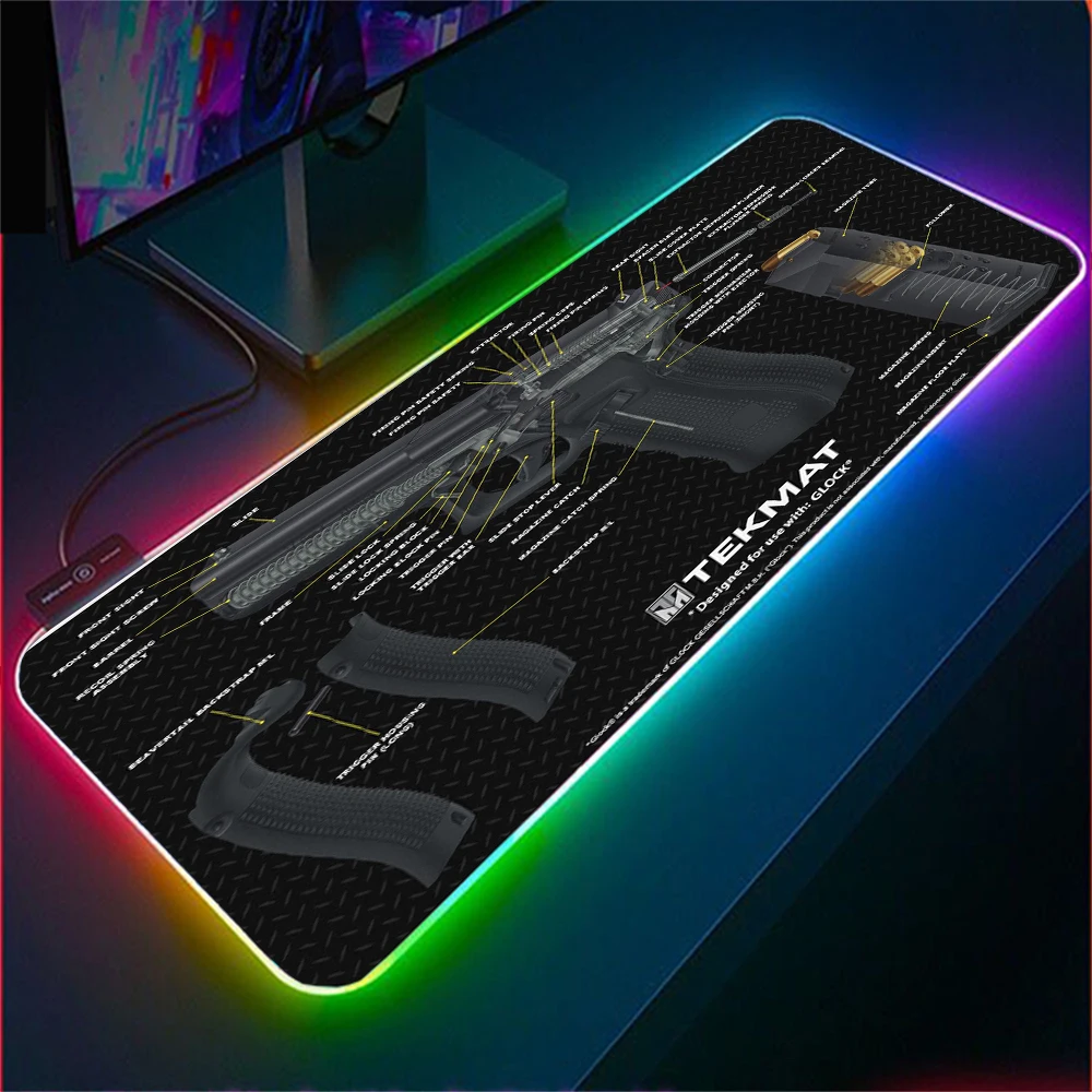 Gun Mouse Pad RGB Game Accessories with USB Rubber Non slip Game Player