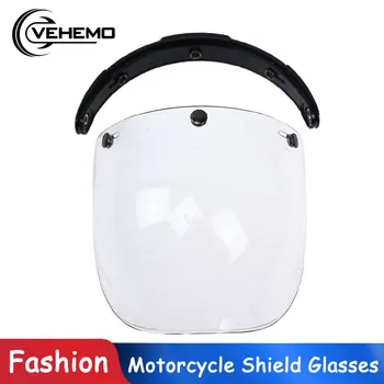 

Vehemo Halmet Shield Motorcycle Shield Glasses Lens Motorcycle Helmet Bubble with 3 Snaps Men'S Fashion